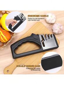 Afilador de cuchillos manual 4 en 1 adecuado para cuchillos de cocina, cuchillos de fruta, cuchillos de acero y tijeras, con 3 niveles de afilado de precisión. Base antideslizante, apto para uso doméstico - Multicolor - Ver 5