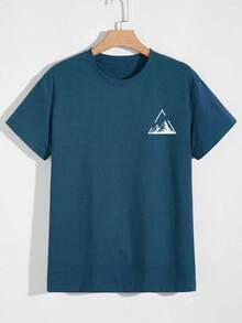 Manfinity Homme Men's Printed Short Sleeve T-Shirt With Geometric Pattern - Burgundy - View 5