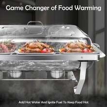 Chafing Dish Buffet Set Of 2Pack,316 Stainless Steel Chafer Buffet Servers And Warmers Sets With Lid Folding Frame, Rectangular Chafing Dishes For Parties, Weddings, Catering Events, Silver (3*1/3 ) - 3*1/3 - View 5