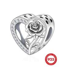1pc Exquisite 925 Sterling Silver Zirconia Inlaid Jewelry, Rose Gold Hollow Heart Pendant, Suitable For DIY, Unisex, Suitable For Banquet And Party Wear - Silver - View 2