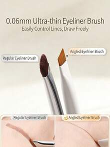 2pcs/1pc Angled Eyeliner Brush, Makeup Brushes, Eye Makeup Brush, Precise Eyeliner Brush - Apricot - View 7