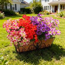 4 Color 8 Bunches Artificial Morning Glory Flowers With Eucalyptus Leaves, Outdoor Plastic Floral Decor For Balcony, Yard, Garden, Porch - Multicolor - View 2