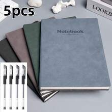 5pcs/Set [1 Notebook + 4 Pens], Suitable For Office And School Daily Use - A5 - View 4