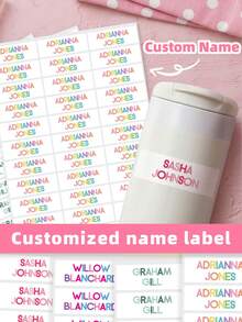 1-240pcs Customizable Name Labels With Text & Animal Patterns, Waterproof & Oil-Resistant Stickers, Multi-Style. Suitable For Gym Bags, Storage, Sports Gear, Home & Office Organization. Durable & Colorful, Practical & Cute, Great Gift For Parents, Friends, Sports Events, Daily Use. - Multicolor - View 1