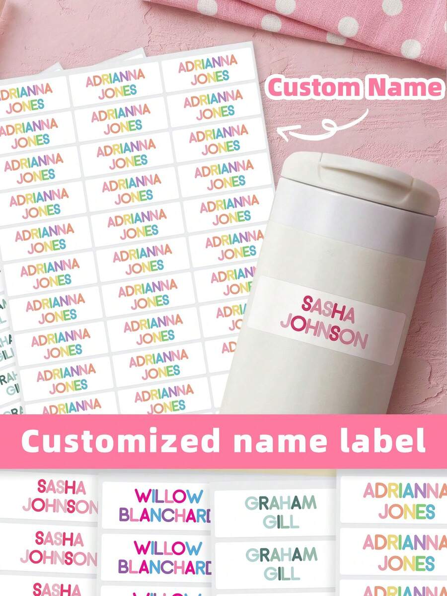 1-240pcs Customizable Name Labels With Text & Animal Patterns, Waterproof & Oil-Resistant Stickers, Multi-Style. Suitable For Gym Bags, Storage, Sports Gear, Home & Office Organization. Durable & Colorful, Practical & Cute, Great Gift For Parents, Friends, Sports Events, Daily Use. - Multicolor - View 1