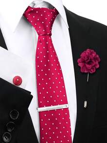 男士时尚商务领带套装（4件套） - 领带、袖扣、领带夹、胸针，适合休闲衬衫、派对、聚会等场合。 - 彩色 - 查看 24