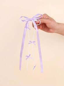 2 pièces Nœuds de cheveux violets avec chaîne de perles pour femmes. Pinces alligator élégantes pour mariage/vacances. Cadeau de fête des mères. Barrettes délicates pour épingles à cheveux quotidiennes. Accessoires de cheveux pour femmes, festivals, fêtes - Violet - Voir 3