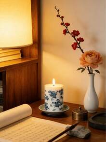 1 Nến trụ thơm kiểu sứ xanh trắng, nến trang trí thủ công kiểu decoupage, trang trí nhà cửa theo phong cách Trung Hoa cổ điển, nến thơm cháy lâu, trang trí bàn tiệc cưới, sinh nhật, khách sạn, nhà nghỉ dưỡng, quà tặng cho phái nữ, quà tặng ngày Valentine và quà tặng cho cặp đôi mới cưới. - Nhiều kiểu dáng - Xem 2