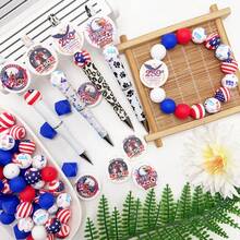 25/30/47pcs American Independence Day 250th Anniversary Series Silicone Bead Set, Printed With American Elements "250" Shaped Beads, DIY Keychain, Necklace, Bracelet, Decoration, Pen, Jewelry Pendant, Holiday & Birthday Gift - Independence Day 250 - View 6