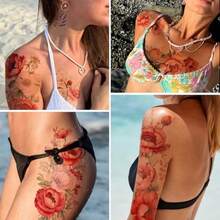 30 Hee Flower  Adult - Watercolor Floral Tattoo Temporary Ic Fake Tattoo Leeve Fetival Acceorie And Body Art Decor For Wen Girl - Hình xăm hoa dành cho người lớn - Xem 3