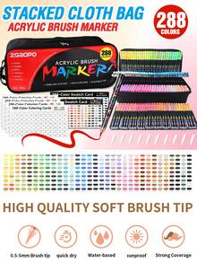 Bolígrafos de pintura acrílica ZGAOPO - 12/24/36/48/60/72/120/168/240/288 colores disponibles. Tinta gruesa, flujo suave, clasificación de colores talla grande completa. Adecuado para manualidades y suministros de arte, se puede usar en plástico, vidrio, metal, bambú, lienzo, roca, cerámica y tela para la creación de manualidades, también adecuado para la pintura artística profesional. Especialmente adecuado como regalo para niños/niñas estudiantes, esencial para la temporada de regreso a la escuela - Multicolor - Ver 3