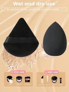 Bộ dụng cụ trang điểm 36 món bao gồm: Bộ 25 cọ trang điểm + 3 bông phấn tam giác + 2 miếng bọt biển rửa mặt + 2 miếng mút trang điểm + 3 bông phấn mini + 1 túi đựng mỹ phẩm và đồ dùng cá nhân đa năng có khóa kéo chống thấm nước - màu đen - Xem 7