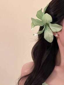 New Vintage Green Floral Hair Clip, Elegant Lily Flower Side Clip Bun Hairpin, High-End Versatile Hair Accessory For Women, Suitable For Daily And Holiday Use, Claw Clips - Multicolor - View 4