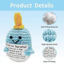 1pc Crochet Unicorn Doll In Blue, Conveys Sincere Encouragement, Crochet Doll Will Bring Happiness To Me Or My Loved Ones. This Is A Unique Gift Not Only For Yourself, But Also For Friends Or Family. - Multicolor - View 3