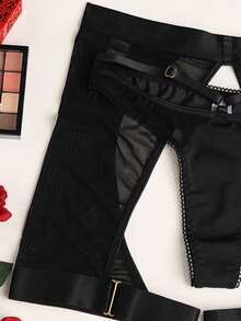 Bộ đồ lót gợi cảm 3 món dành cho nữ, bao gồm áo corset, dây nịt và áo ngực có gọng. - màu đen - Xem 7