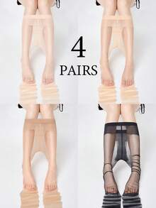 Bộ 3 chiếc quần legging bó sát trong suốt, siêu mỏng, cạp cao, dài đến mắt cá chân, có phần mũi được gia cố, phù hợp cho phụ nữ nặng 40-60kg, vòng eo 75cm và vòng hông 95cm hoặc nhỏ hơn. - Nhiều màu - Xem 2