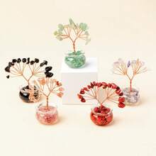 1pc Natural Yellow Quartz Feng Shui Money Tree Decor, Cute Desktop Ornament For Office, Home Healing - Multicolor - View 5