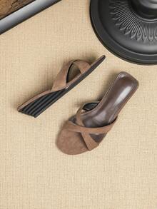 3,5 CM Sandalias de suela gruesa con punta redonda para mujer, nuevas cómodas sandalias planas minimalistas de verano con punta abierta y suela suave, calzado de verano 2026 - Café integral - Ver 3