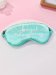 1pc Polyester Digital Printed Wing & Letter Element Sleep Eye Mask, Soft & Skin-Friendly, Suitable For Girl To Wear During Rest - Mint Green - View 6