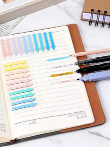 1/2包 200张渐变箭头索引标签，透明设计，可用圆珠笔书写，分类标记条，适用于学生笔记、高亮标记和便签。 - 多色 - 查看 2