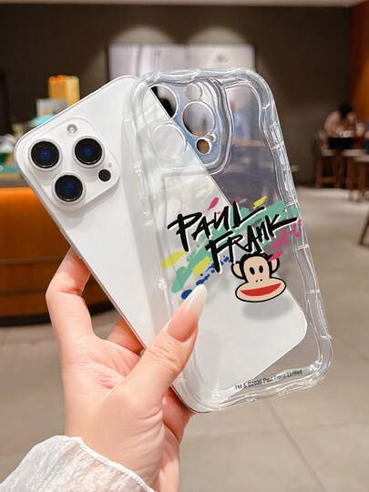  Ốp điện thoại Paul Frank màu kem chính hãng, bảo vệ toàn thân điện thoại với camera, họa tiết khỉ hoạt hình và chữ graffiti, thiết kế mới, tương thích với iPhone 11/12/13/14/15/16/17 Pro Max.