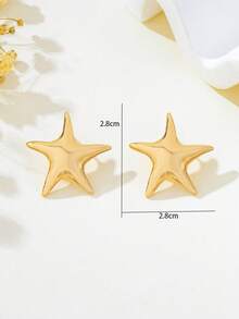 1 Đôi bông tai đinh tán hình ngôi sao lớn, phong cách tối giản, cá nhân hóa, kiểu dáng Châu Âu và Mỹ - Vàng - Xem 5