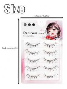 5对透明动漫假睫毛，尖刺动漫假睫毛，自然妆效，簇状卡通假睫毛，单片装，角色扮演细条假睫毛，假睫毛 - 黑色 - 查看 6