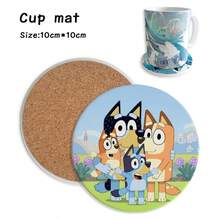 Bluey 星空主题陶瓷杯垫，动漫礼品杯垫，圆形杯垫，创意卡通防滑杯垫 - 彩色 - 查看 17
