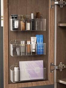 No-Tool Strong Adhesive Transparent Acrylic Floating Wall Mounted Shelves, Suitable For Kitchen, Bathroom, Office, Bedroom, Etc., Invisible Wall Storage Rack - Multicolor - View 1