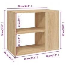 vidaXL Side Table, Sideboard, Chest Of Drawers, Side Shelf, Cabinet, Multi-Purpose Cabinet, Freestanding Shelf, Light Oak, Khaki, 60x30x50cm, Engineered Wood - 橡木淺卡其 - 查看 3
