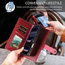 Compatible With Apple 17 Pro Max, 17e, 17 Pro Air, 16 Pro Max, 16pro, 16 Plus, 15 Pro Max, 15 Pro, 15plus, 17, 16, 15, 13 Pro Max, 13 Pro, 13 Mini, 14 Pro Max, 14 Pro, 14 Plus, 12 Pro Max, 12 Pro, 12 Mini, 11 Pro Max, 11 Pro, 14, 13, 12, 11 Series Phone Cases With Exquisite Pearl, Diagonal Chain, Magnetic Buckle, Multi-Card Slot, Wallet, Stand Function, Anti-Fall, Anti-Shock, Anti-Theft Phone Protective Cover - Burgundy - View 8