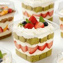 50/10pcs Transparent Square PET Dessert Boxes With Lids And Spoons, Suitable For Cakes, Mousse, Fruits, Ice Cream, Yogurt, Etc., Perfect For Valentine's Day, Weddings, Celebrations, Parties And Other Occasions, Reusable - View 5