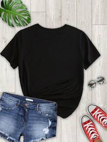 Playera Dama Estampado de Calavera con Rosas Grises, Camiseta Diseño Gráfico Realista Estilo Gótico y Romántico, Top Casual Femenino con Toque Oscuro y Artístico - Negro - Ver 3