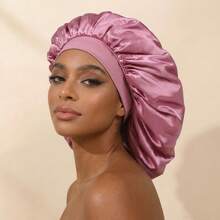 Awegeo Women's Oversized Brimmed Silky Satin Bonnet, Stretchy Soft Comfortable Sleep Cap For Hairstyling, Daily Home Use Hair Sleep Cap Sleep Bonnet - Hot Pink - View 17