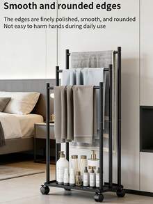 Giá phơi khăn 3 tầng đứng độc lập, bằng kim loại chắc chắn, có đế vững chắc, tiết kiệm không gian cho phòng tắm, phòng giặt, ban công, đựng được khăn tắm, khăn tay, đồ bơi, dễ lắp ráp, không cần khoan, chống gỉ và bền (Màu đen mờ) - Nhiều màu - Xem 10