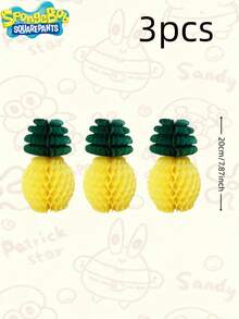 SpongeBob SquarePants Pineapple Honeycomb Tissue Paper, Pineapple Hanging Decor, Tropical Hawaiian Jungle Party Supplies Gift - Yellow - View 12