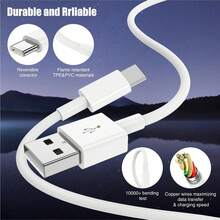 1-3条USB-A转USB-C充电线，快速充电数据线，6.6英尺/200厘米，兼容 17/16/15 Pro Max Plus。 - 白色 - 查看 7