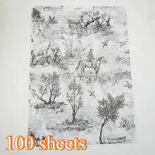 Giấy lụa bán trong suốt in hình săn bắn cổ điển, kích thước 19,69 x 13,78 inch, thích hợp làm giấy gói quà, giấy trang trí tiệc sinh nhật, giấy lót hộp quà, giấy mỏng có thể in, phù hợp cho trang trí DIY, gói bó hoa, trang trí đám cưới, Ngày của Mẹ, lễ tốt nghiệp, lễ hội giữa mùa hè. - Xem 14