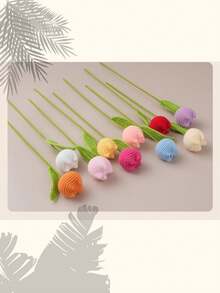 5 Stücke handgefertigte gehäkelte Tulpen Topfpflanzen, geeignet als Tischmittelpunkt Dekoration, Hochzeitsdekoration oder als ideales gehäkeltes Blumenstrauß Geschenk für Freunde, Familie oder Mutter - Verschiedenfarbig - Übersicht 5