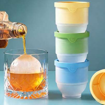 Bộ 3 khuôn làm đá viên tròn lớn, khuôn đá hình cầu dùng cho rượu whisky, bộ khuôn làm đá viên tròn và đá hình cầu, khuôn làm đá hình cầu dễ tháo lắp, bộ 3 khuôn tròn có nắp đậy dùng cho cocktail, rượu bourbon và các loại đồ uống khác, quà tặng ý tưởng cho bố, bạn trai, sếp, những người đàn ông đã có mọi thứ.