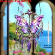 1pc 2D Flat Rather Than 3D Stereoscopic Bohemian Purple Butterfly Wind Chime - Acrylic Printing Decorative Craft, Suitable For Hanging In Indoor, Bedroom, Living Room Windows, A Perfect Gift For Mother - 2D Flat Purple Butterfly Wind Chime Dreamcatcher - View 3