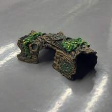 1个空心树桩，带洞穴和晒太阳平台，蜥蜴阶梯 - ABS/PC树脂水族箱栖息地，适用于爬行动物、两栖动物、龟类、蜥蜴 - 鱼缸装饰、爬行动物庇护所、水族箱景观 - A - 查看 10