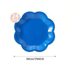 Juego de vajilla desechable de pétalos octagonales de color azul marino, adecuado para fiestas y cenas festivas - azul real - Ver 6