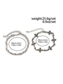 2pcs/Set Men's Cross Punk Style Vintage Bracelet, Fashion High Quality Daily Wear, Birthday, Party, Engagement Gift - Silver - View 8