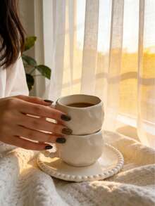 6 sets/set Tasse et soucoupe en céramique avec bord de faux perles de style vintage français, comprenant une tasse et une soucoupe à expresso, lavable au lave-vaisselle. Convient pour l'hôtel, le restaurant, la maison, le café, le thé de l'après-midi, le café, le thé floral, les cadeaux personnalisés, le pendaison de crémaillère, les fournitures de cuisine, les fêtes, les anniversaires, les mariages, la fête des mères, la fête des pères - Multicolore - Voir 10