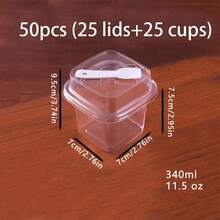 50/10pcs Transparent Square PET Dessert Boxes With Lids And Spoons, Suitable For Cakes, Mousse, Fruits, Ice Cream, Yogurt, Etc., Perfect For Valentine's Day, Weddings, Celebrations, Parties And Other Occasions, Reusable - View 10