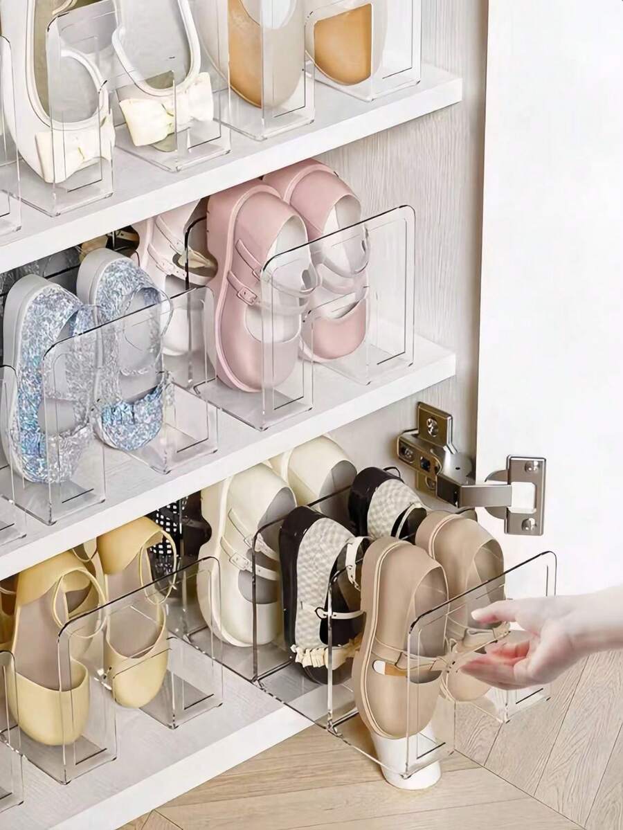 1/2/4 piezas Organizador de estantería vertical para ahorrar espacio - Estantería de varios niveles, divisor de armario, estantería para exhibir carteras y bolsos transparentes, fácil montaje, almacenamiento compacto, adecuado para zapatos de niños y zapatos - Multicolor - Ver 1