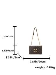 Mini bolso cuadrado de cuero PU de unicolor de moda con cadena para el hombro y bandolera - Café - Ver 3