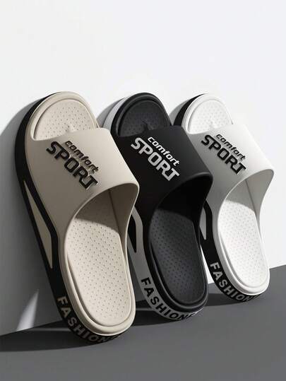 男女通用运动拖鞋，时尚休闲户外款，EVA一体式防滑耐磨字母设计拖鞋，浴室淋浴防滑家居沙滩夏季户外鞋