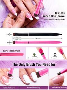 2/1 Set French Manicure Brushes, 3-In-1 Gel & Acrylic Nail Brushes - Nylon Hair, Precise Cleaning And Nail Polish Application, Salon Manicure Accessories, Nail Art Tools - Multicolor - View 2